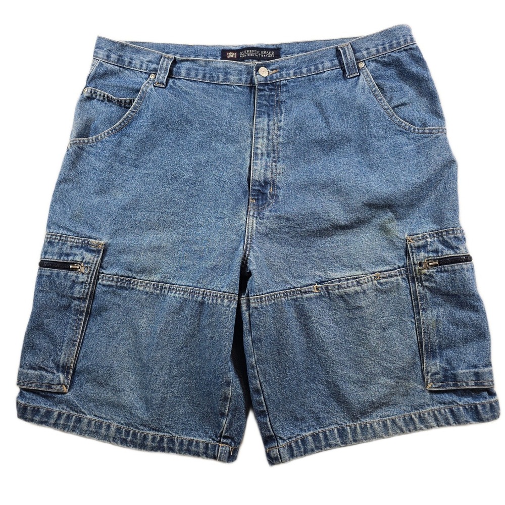 Vintage Faded Glory Denim Cargo Shorts Mens 40 Blue Jean Cotton Utility